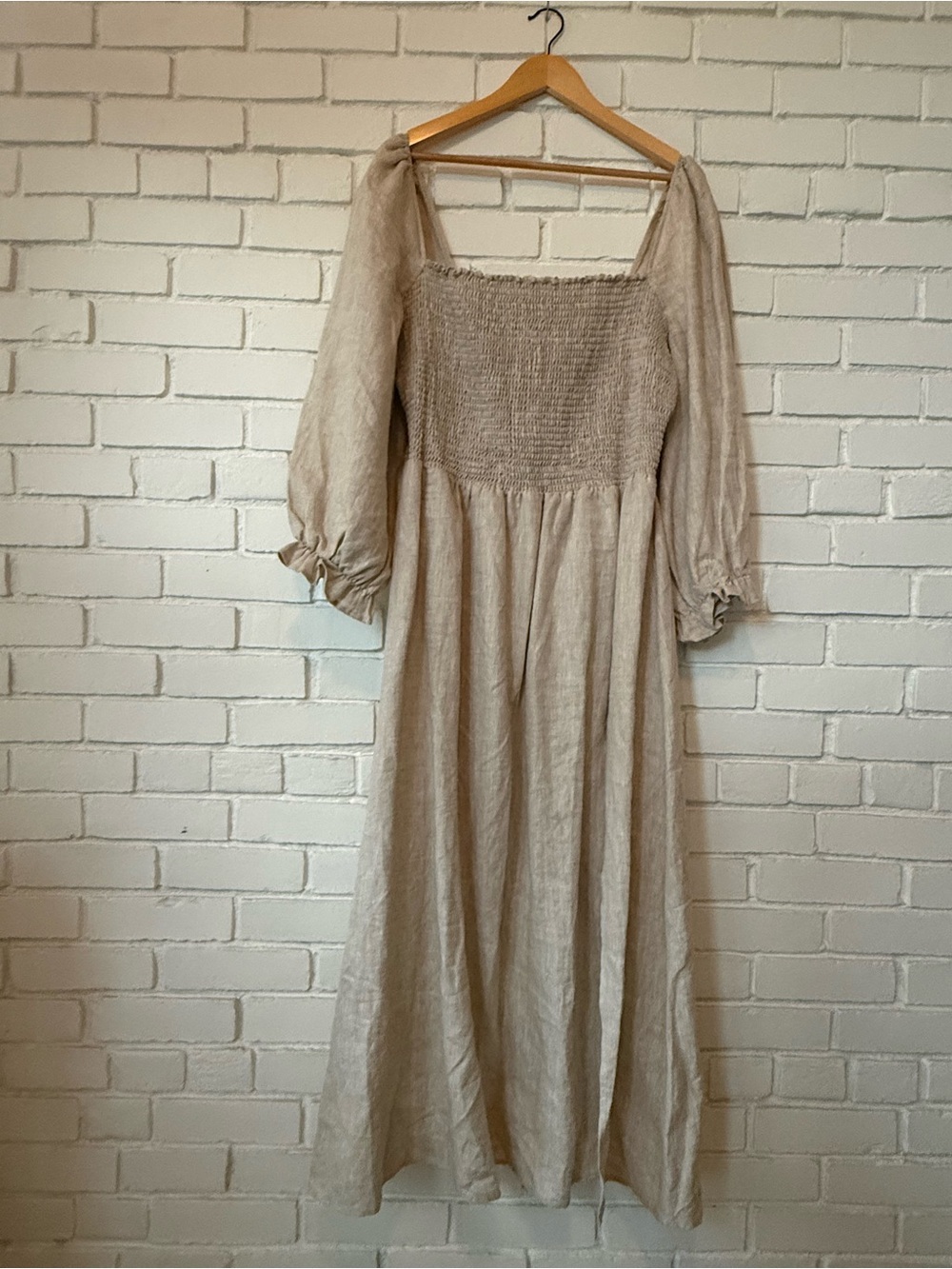 Reformation 100% Linen Gitane Dress in Oatmeal
